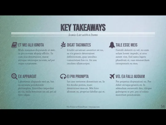The Power of PowerPoint | thepopp.com Key Takeaways Iconic List with 6 Items