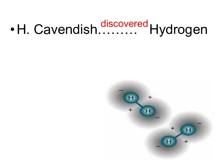 H. Cavendish……… Hydrogen discovered