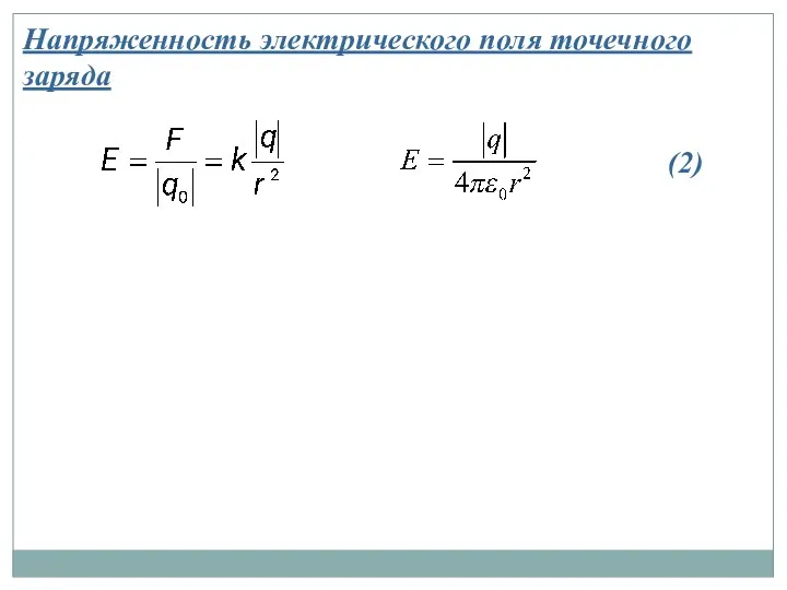 Напряженность электрического поля точечного заряда (2)