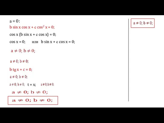 а = 0: b sin x cos x + с