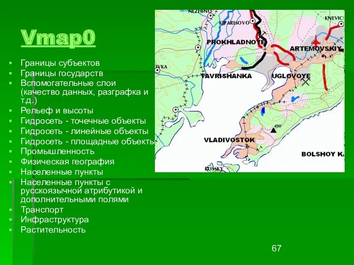 Vmap0 Границы субъектов Границы государств Вспомогательные слои (качество данных, разграфка