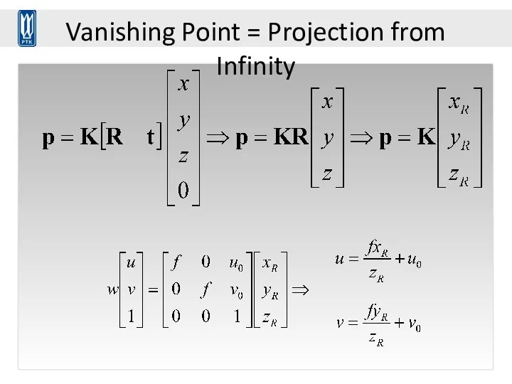 Vanishing Point = Projection from Infinity