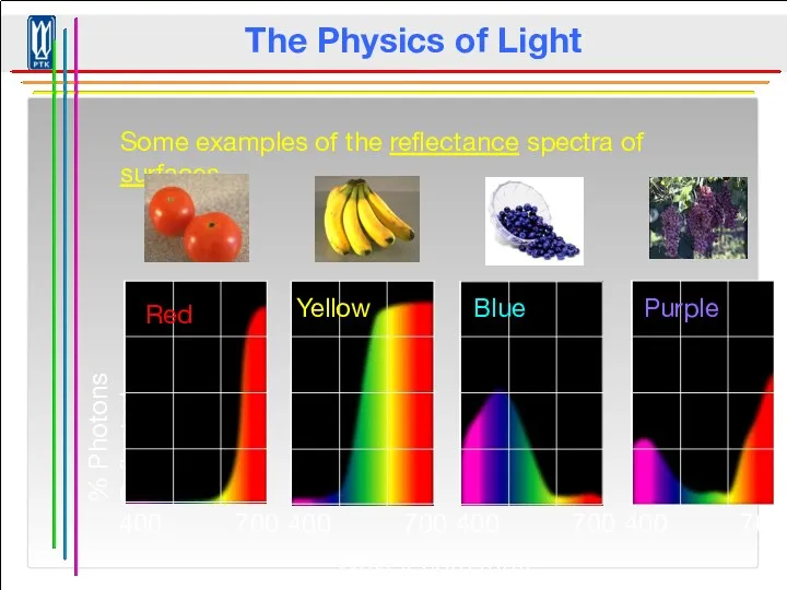 The Physics of Light Some examples of the reflectance spectra