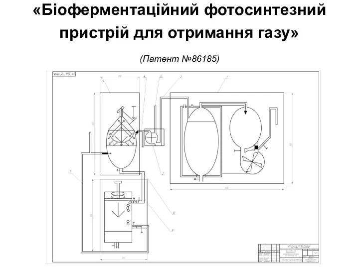 «Біоферментаційний фотосинтезний пристрій для отримання газу» (Патент №86185)