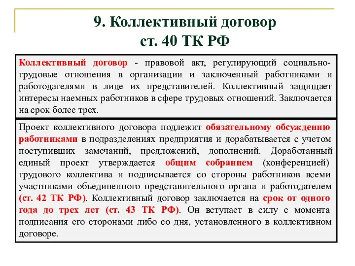 Коллективный договор - правовой акт, регулирующий социально-трудовые отношения в организации