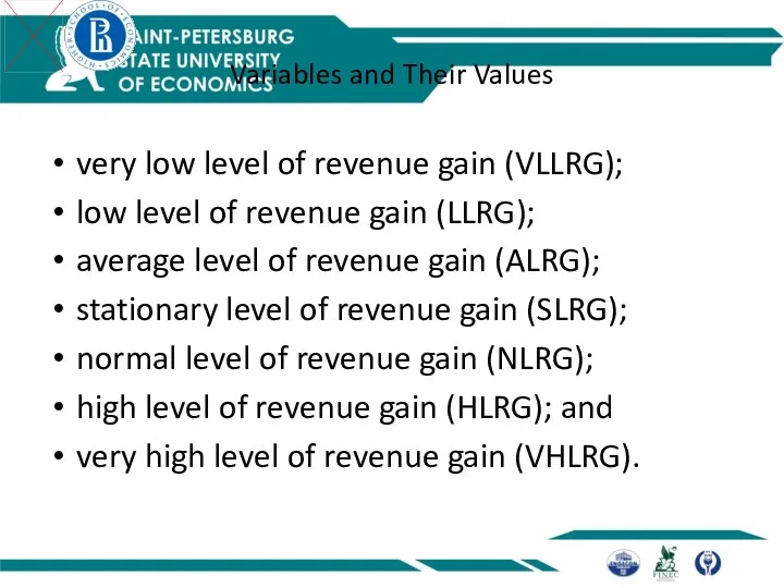 Variables and Their Values very low level of revenue gain