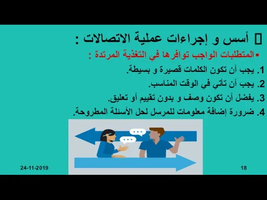 أسس و إجراءات عملية الاتصالات : المتطلبات الواجب توافرها في