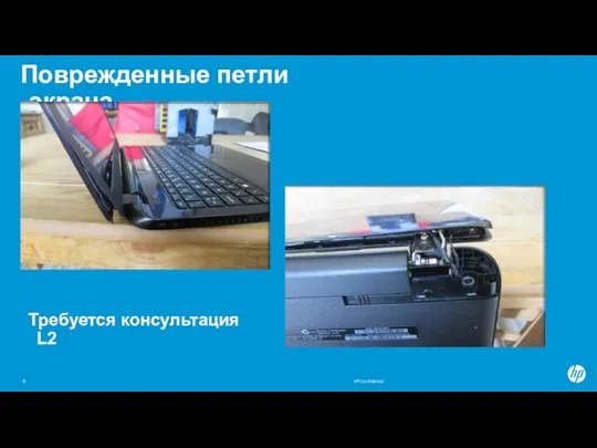 Поврежденные петли экрана HP Confidential Требуется консультация L2