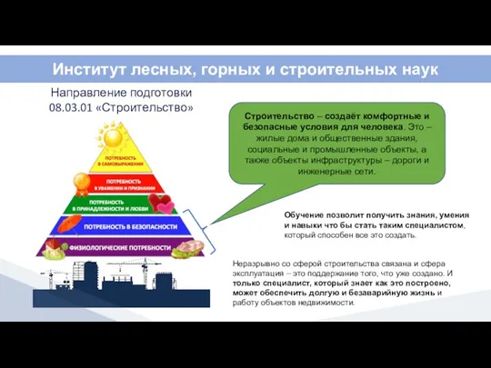 Институт лесных, горных и строительных наук Обучение позволит получить знания,