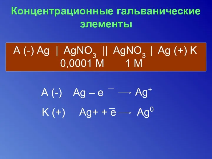 Концентрационные гальванические элементы