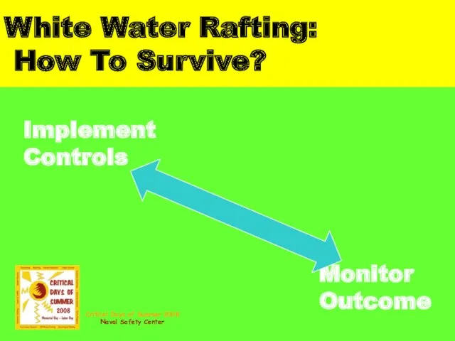 White Water Rafting: How To Survive? Implement Controls Monitor Outcome