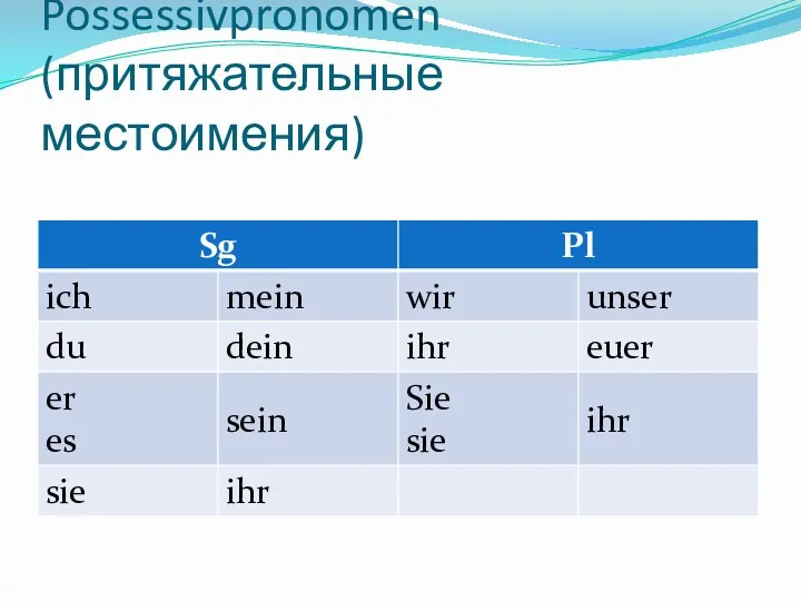 Possessivpronomen (притяжательные местоимения)