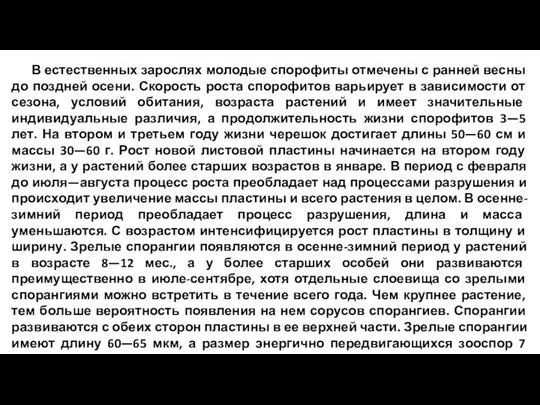 В естественных зарослях молодые спорофиты отмечены с ранней весны до