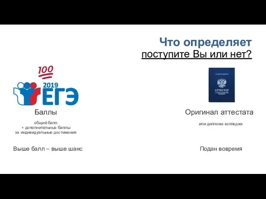 Что определяет поступите Вы или нет? Оригинал аттестата или диплома