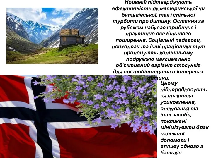 Соціологічні дослідження в Норвегії підтверджують ефективність як материнської чи батьківської,