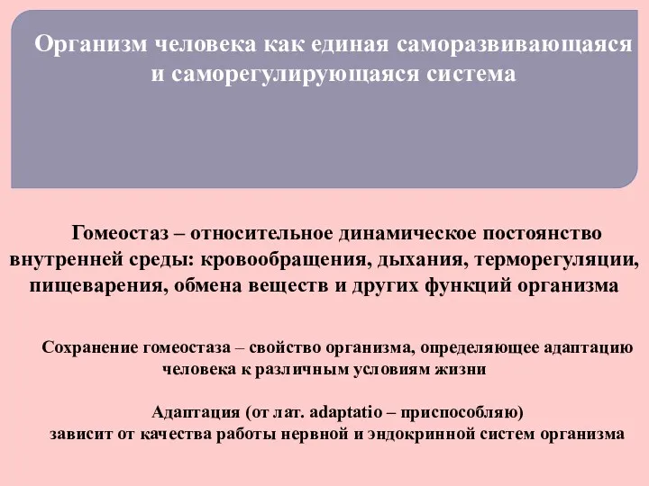 Гомеостаз – относительное динамическое постоянство внутренней среды: кровообращения, дыхания, терморегуляции,