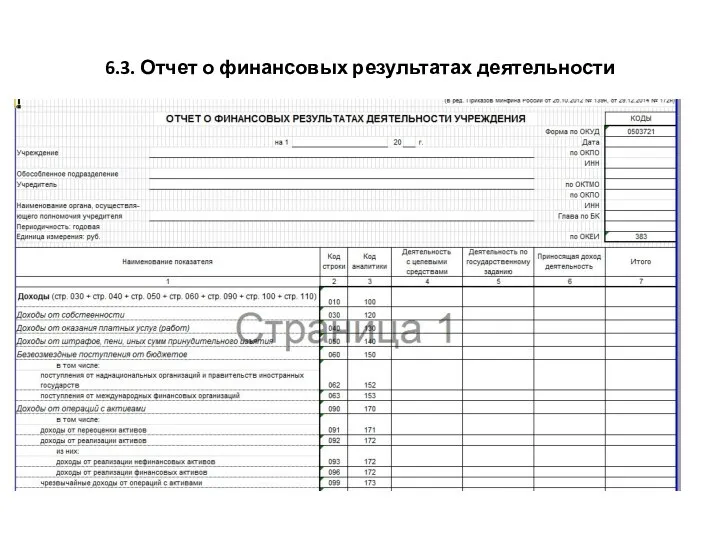 6.3. Отчет о финансовых результатах деятельности