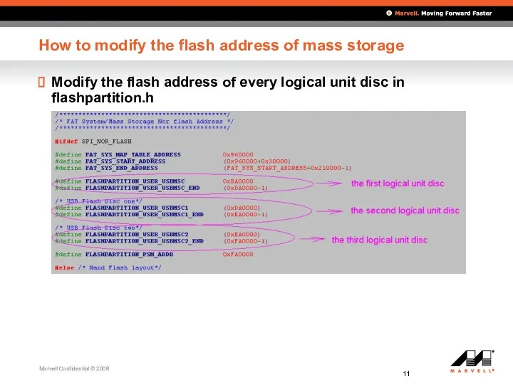 How to modify the flash address of mass storage Modify the flash address