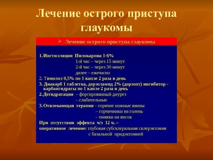 Лечение острого приступа глаукомы