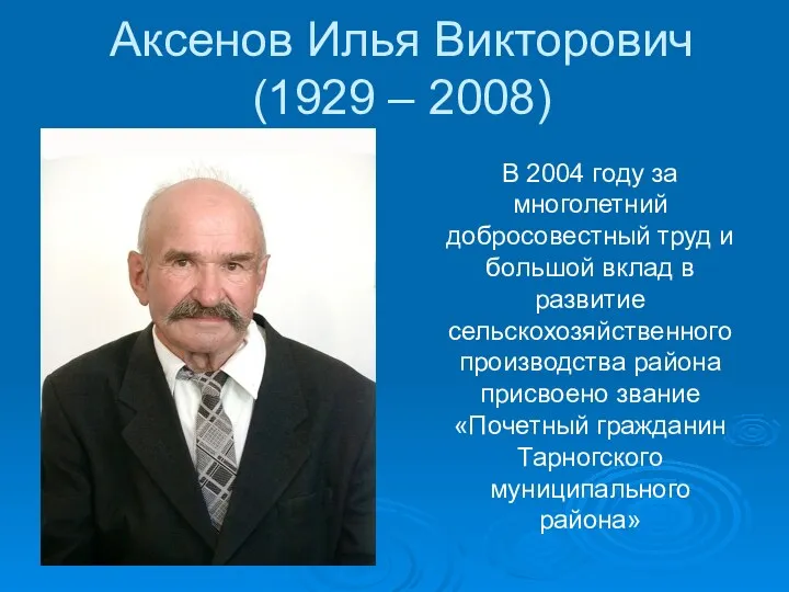 Аксенов Илья Викторович (1929 – 2008) В 2004 году за