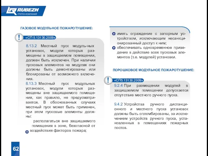 ГАЗОВОЕ МОДУЛЬНОЕ ПОЖАРОТУШЕНИЕ: ПОРОШКОВОЕ МОДУЛЬНОЕ ПОЖАРОТУШЕНИЕ: 8.13.2 Местный пуск модуль-ных