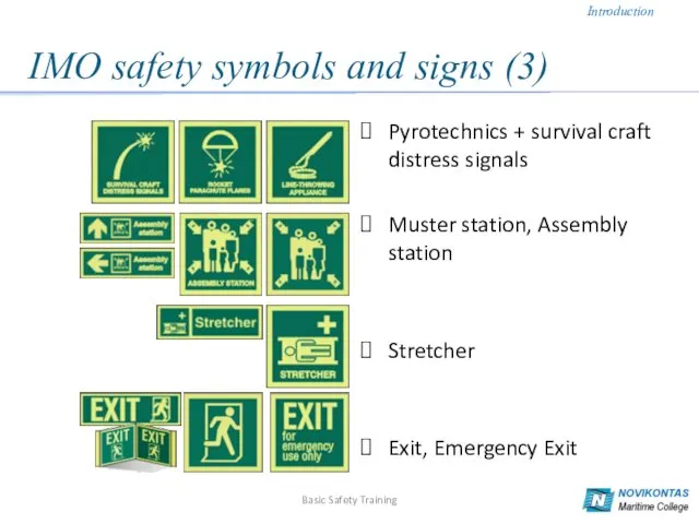 IMO safety symbols and signs (3) Pyrotechnics + survival craft