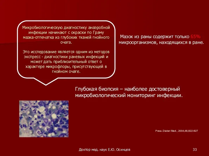 Доктор мед. наук Е.Ю. Осинцев Микробиологическую диагностику анаэробной инфекции начинают с окраски по