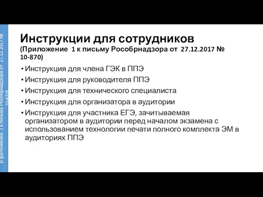 Инструкции для сотрудников (Приложение 1 к письму Рособрнадзора от 27.12.2017