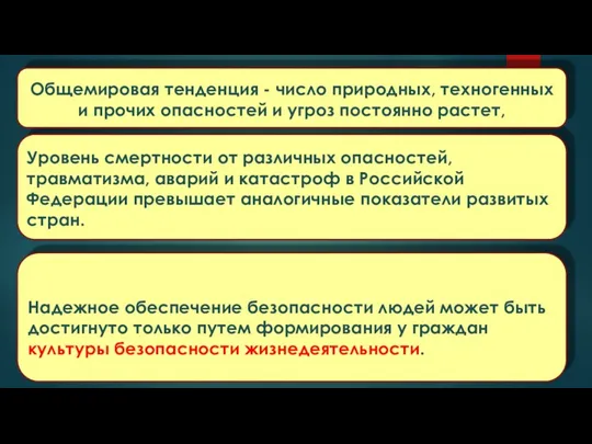 Уровень смертности от различных опасностей, травматизма, аварий и катастроф в