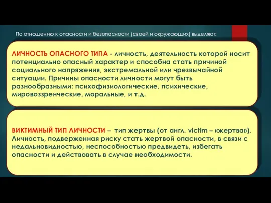 ЛИЧНОСТЬ ОПАСНОГО ТИПА - личность, деятельность которой носит потенциально опасный