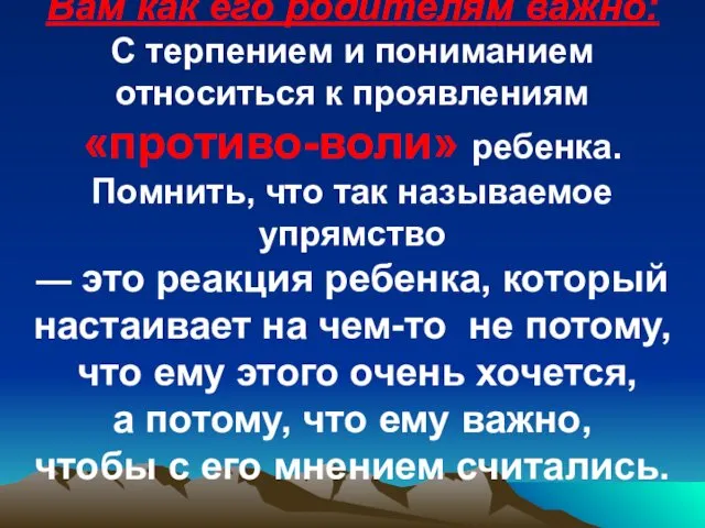 Вам как его родителям важно: С терпением и пониманием относиться