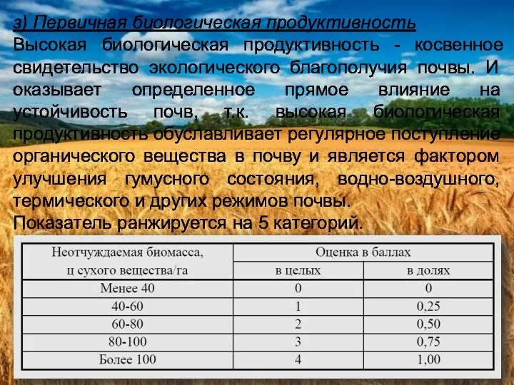 з) Первичная биологическая продуктивность Высокая биологическая продуктивность - косвенное свидетельство