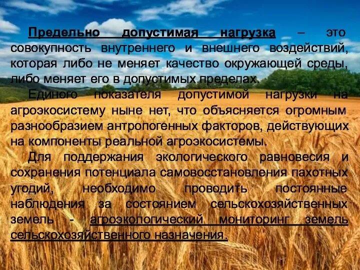 Предельно допустимая нагрузка – это совокупность внутреннего и внешнего воздействий,