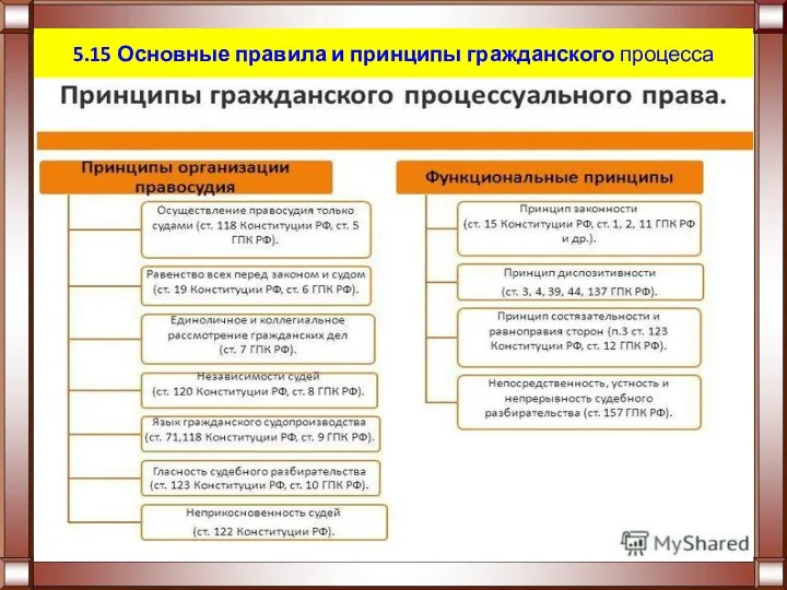 5.15 Основные правила и принципы гражданского процесса