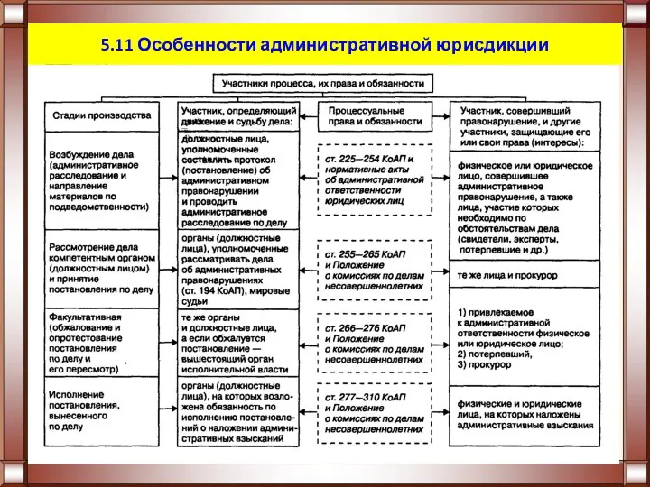 5.11 Особенности административной юрисдикции