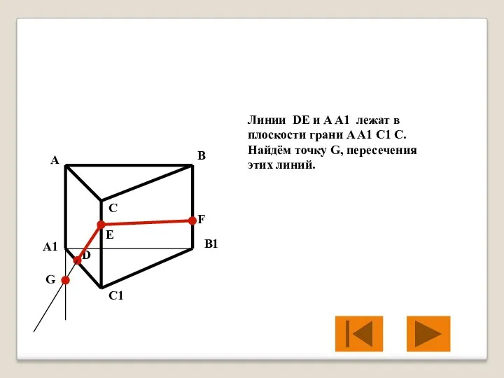 Линии DE и A A1 лежат в плоскости грани A