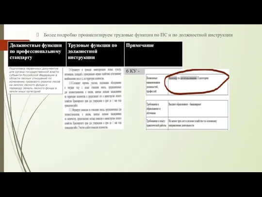 Более подробно проанализируем трудовые функции по ПС и по должностной инструкции