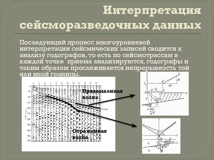 Интерпретация сейсморазведочных данных Последующий процесс многоуровневой интерпретации сейсмических записей сводится