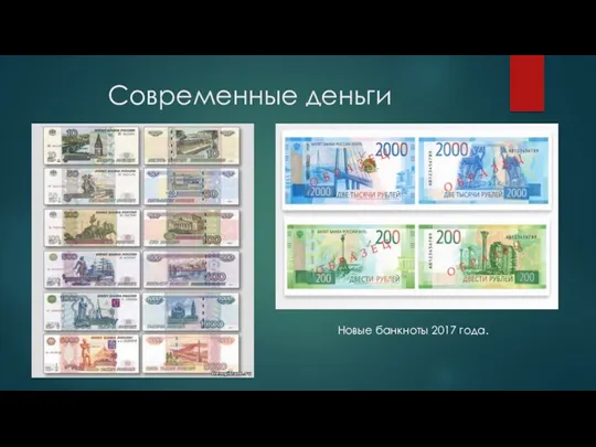 Современные деньги Новые банкноты 2017 года.