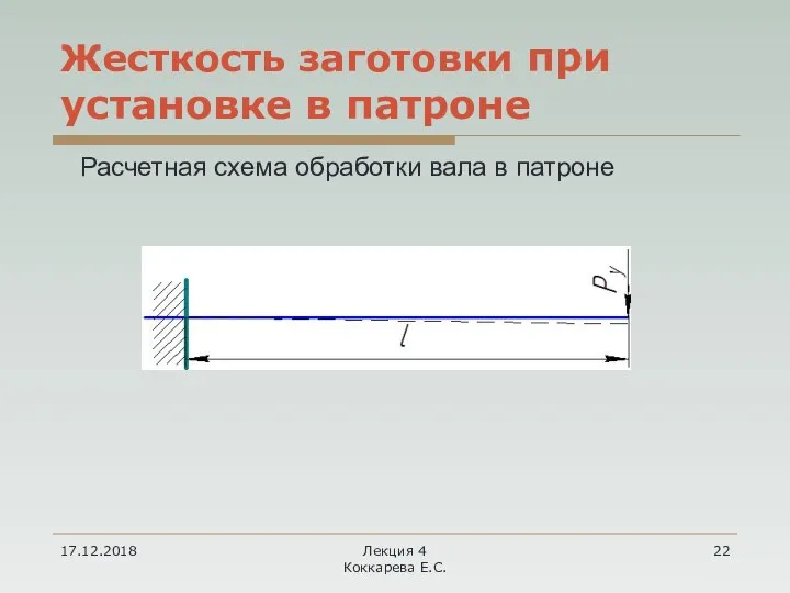 17.12.2018 Лекция 4 Коккарева Е.С. Жесткость заготовки при установке в