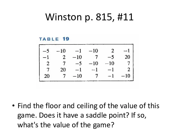 Winston p. 815, #11 Find the floor and ceiling of