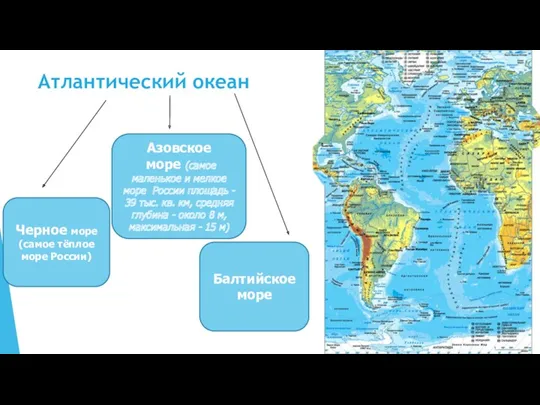 Атлантический океан Черное море (самое тёплое море России) Азовское море