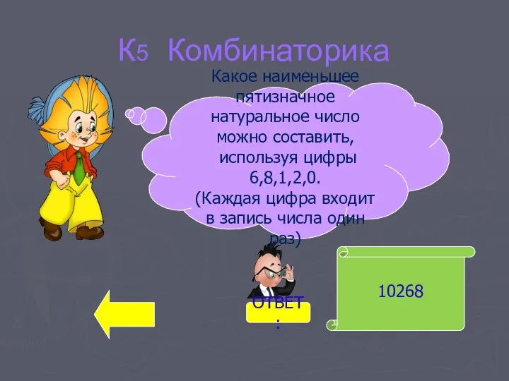 10268 Какое наименьшее пятизначное натуральное число можно составить, используя цифры