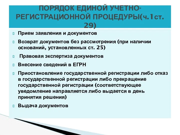 Прием заявления и документов Возврат документов без рассмотрения (при наличии