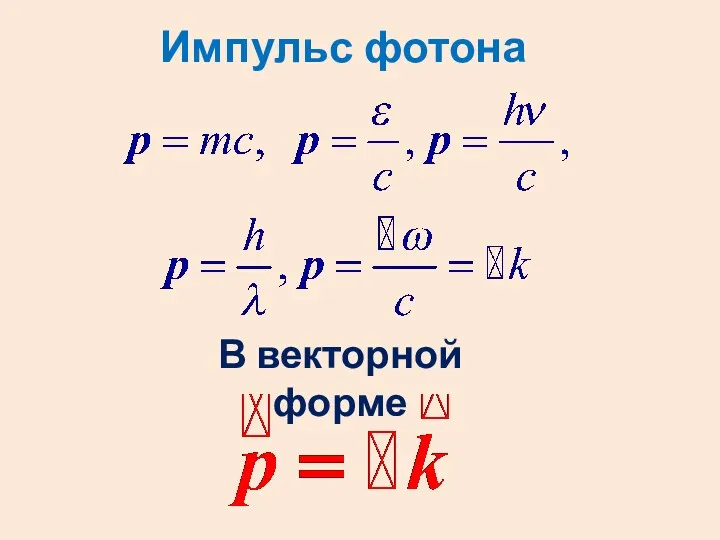 Импульс фотона В векторной форме