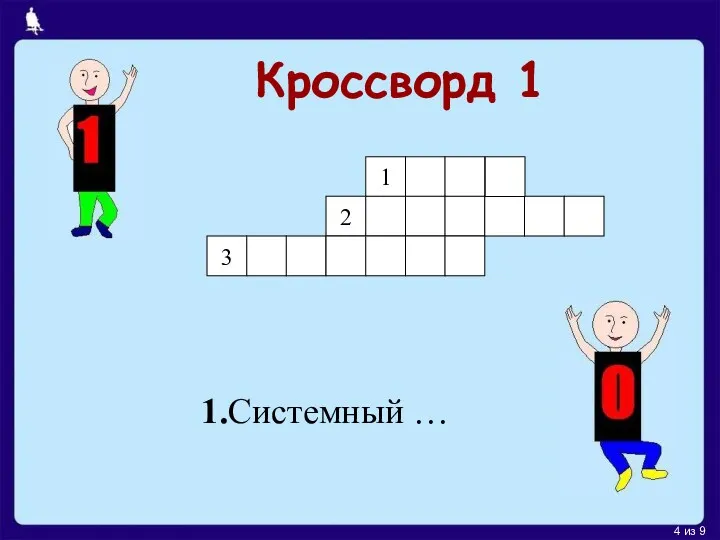 1 2 3 Кроссворд 1 1.Системный …