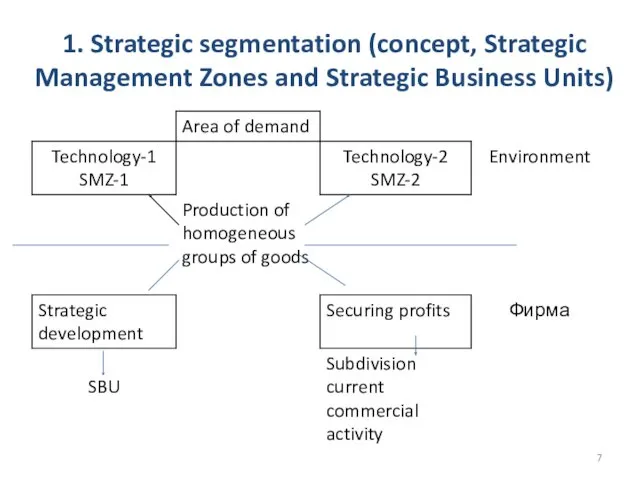 1. Strategic segmentation (concept, Strategic Management Zones and Strategic Business Units)