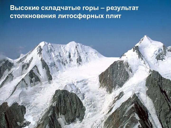 Высокие складчатые горы – результат столкновения литосферных плит