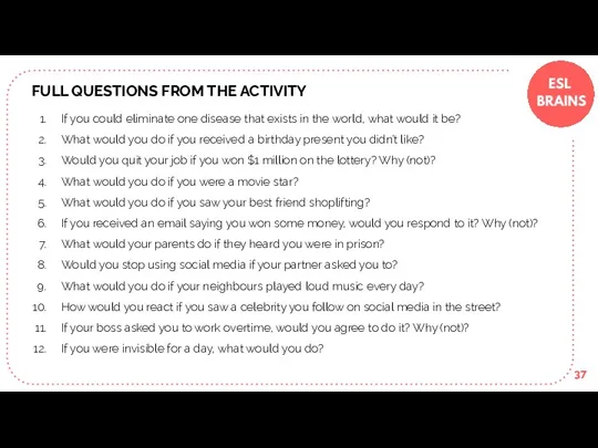 FULL QUESTIONS FROM THE ACTIVITY If you could eliminate one