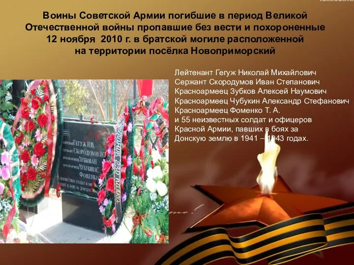 Воины Советской Армии погибшие в период Великой Отечественной войны пропавшие